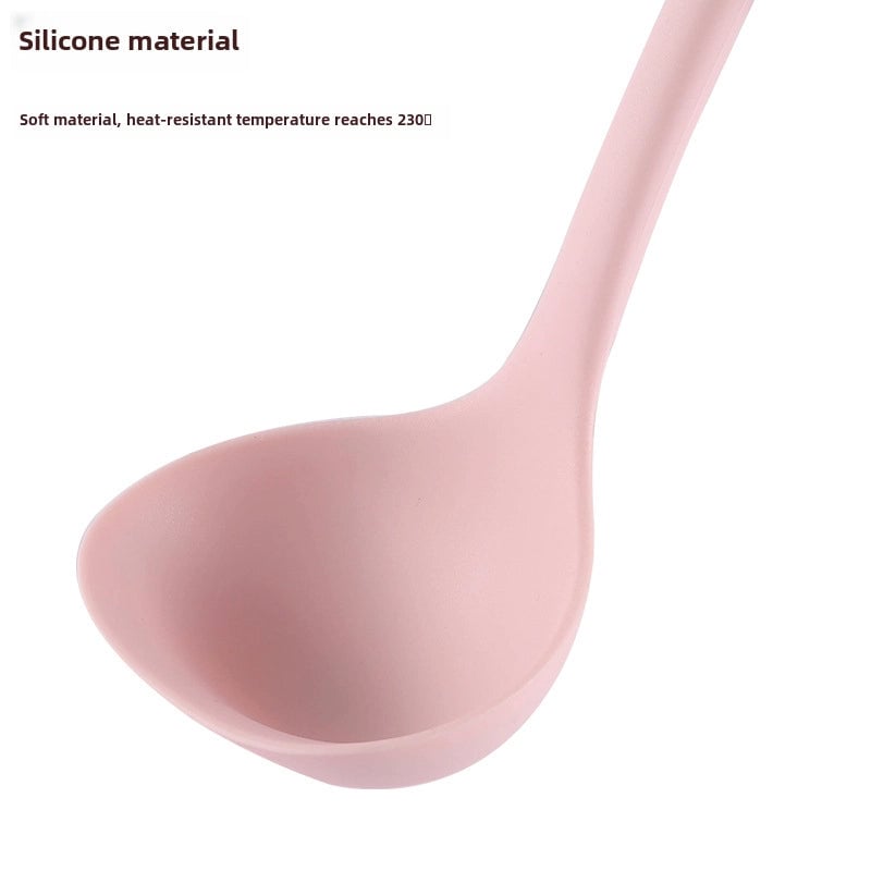 Silicone Soup Spoon Food Grade Long Handle Household Large Soup Spoon High Temperature Resistant Mini Porridge Spoon Frying Spoon Non-stick Cooking Pan Spoon