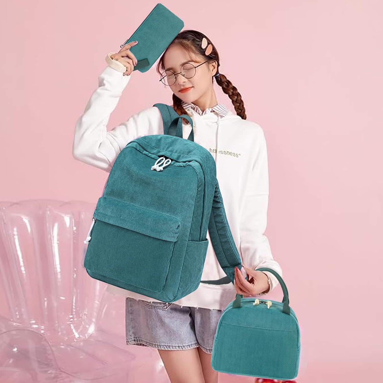 Bluboon School Backpack Teens Girls Boys Kids School Book Bags with Lunch Box Pencil Bag