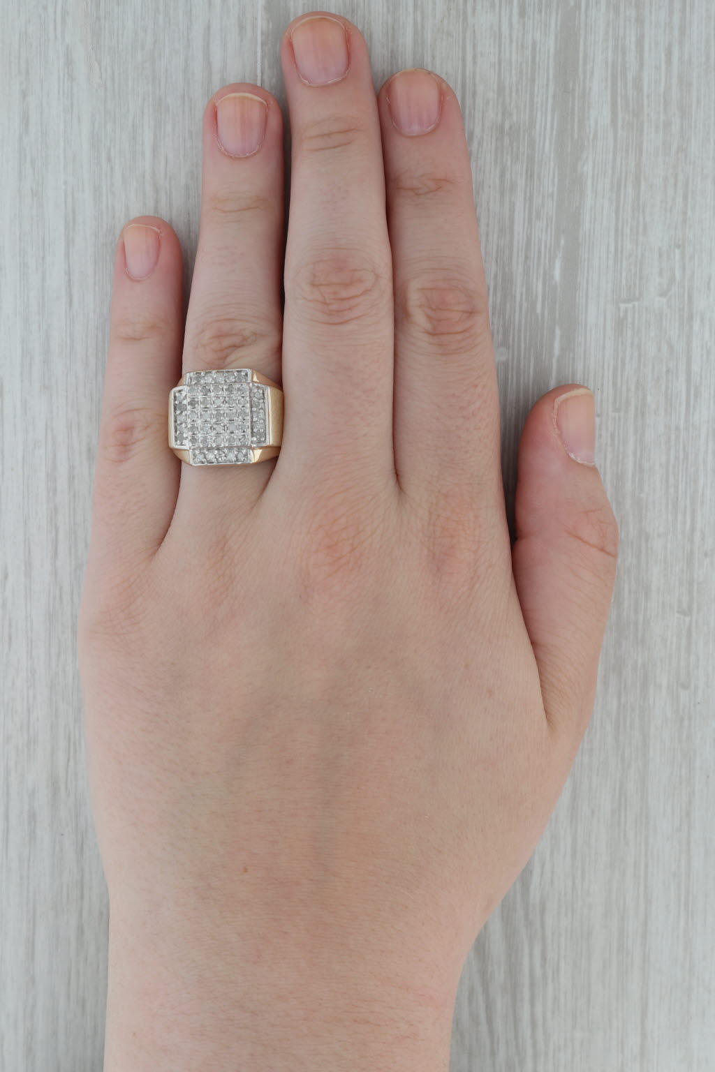 1ctw Men's Pave Diamond Ring 10k Gold Size 10.25