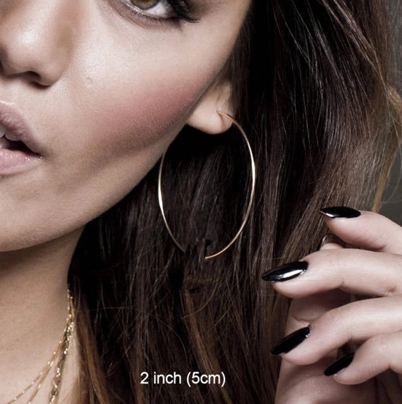 Simple Geometric Circle Big Plain Hoop Copper Earrings