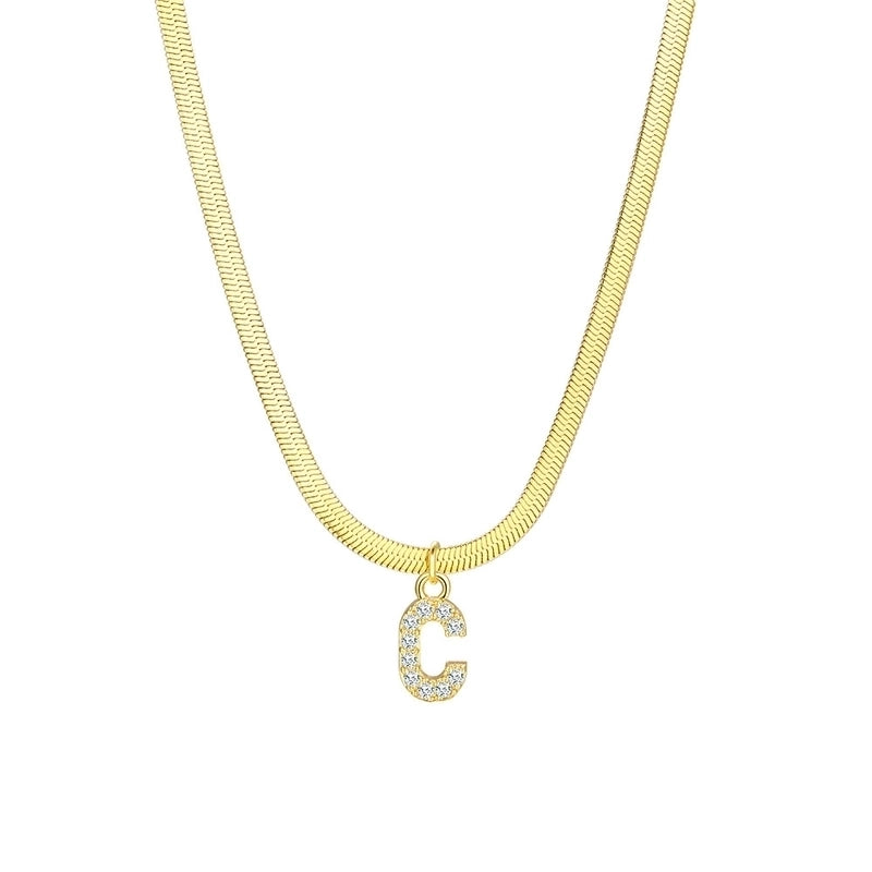 Minimalist Classic Style Letter Copper Inlay Zircon Pendant Necklace