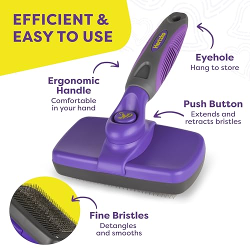 Hertzko Dog & Cat Brush, Cat & Dog Grooming, Self Cleaning Slicker Bru