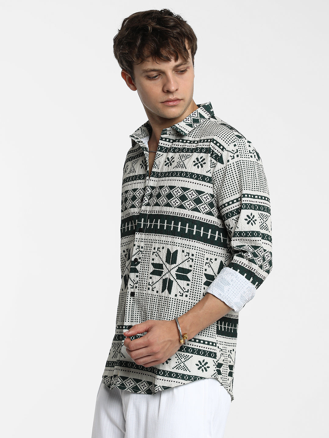 Geometric Seersucker Shirt