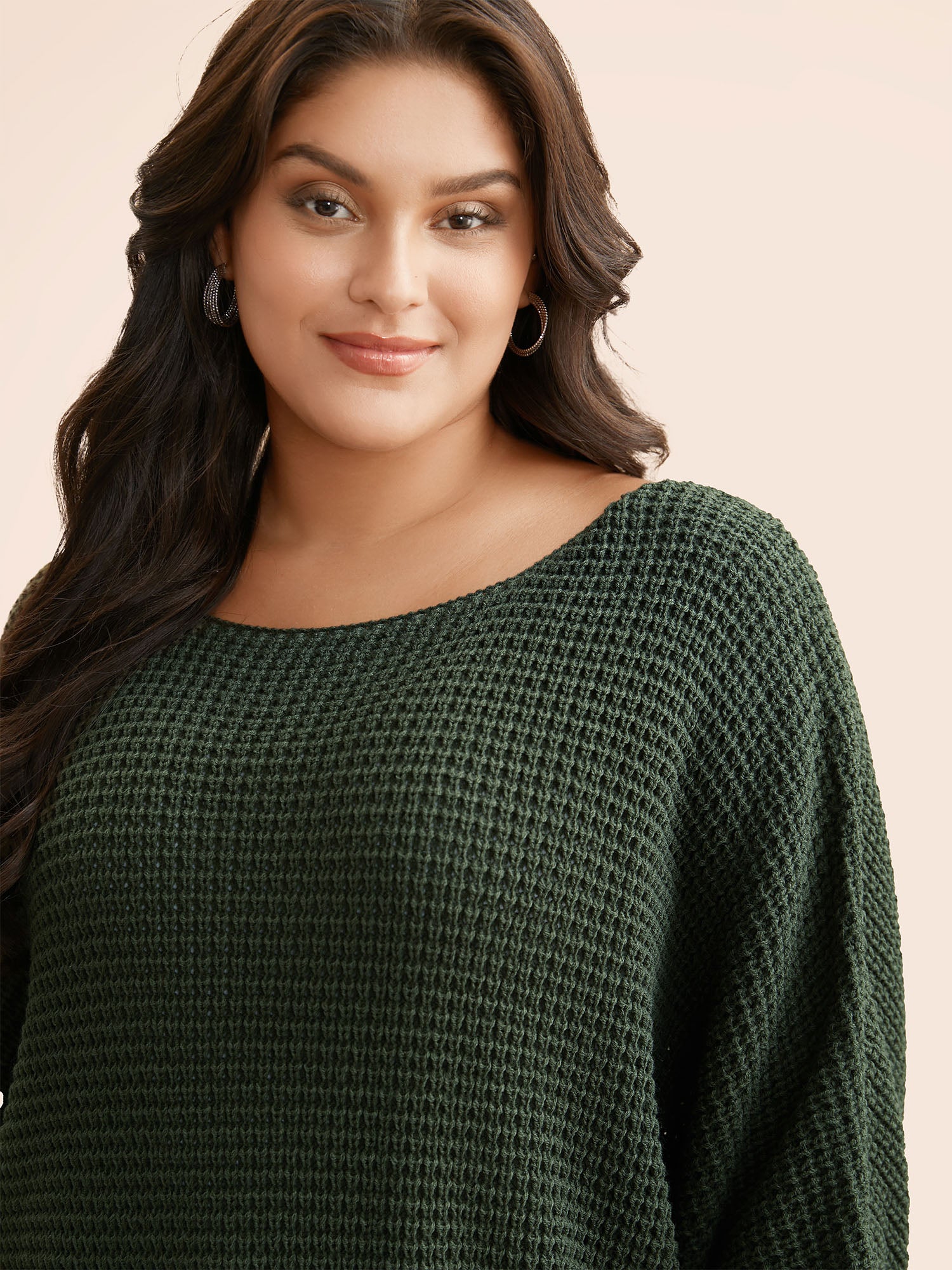 Texture Boat Neck Dolman Sleeve Pullover