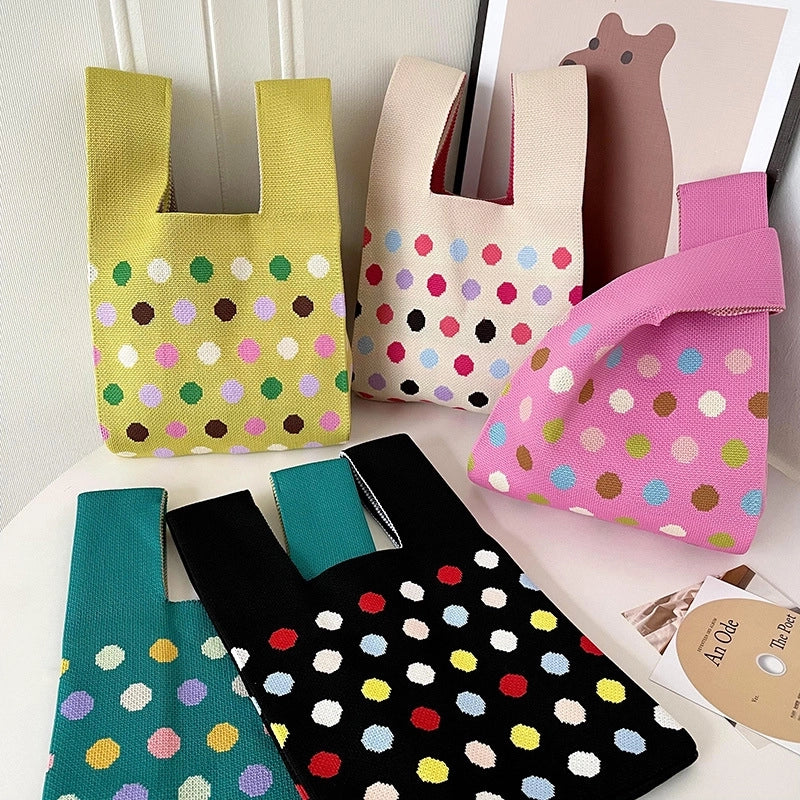 Women's Medium Polyester Polka Dots Vintage Style Square Open Handbag