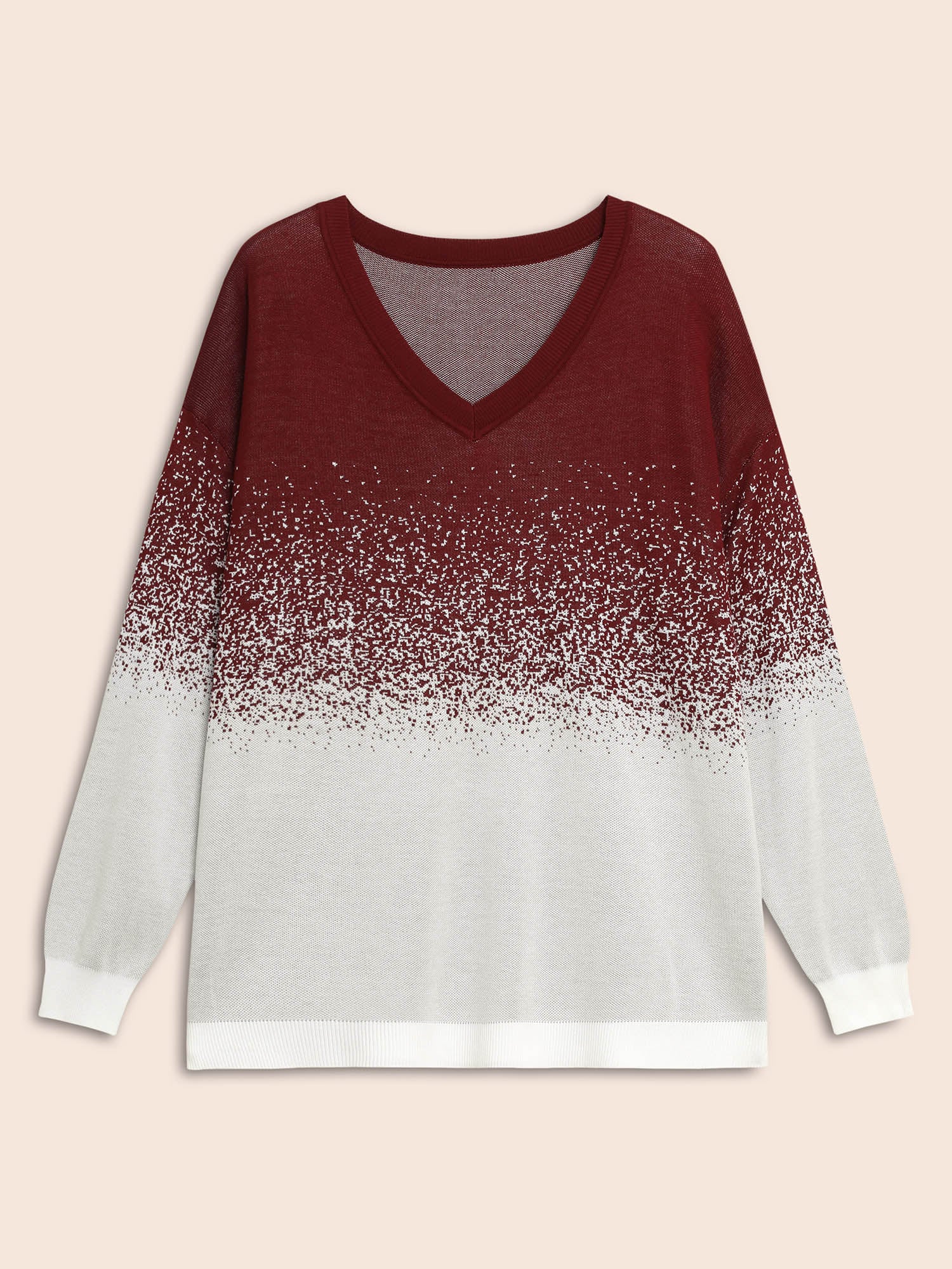 Holiday Gradient Jacquard Pattern V-neck Pullover