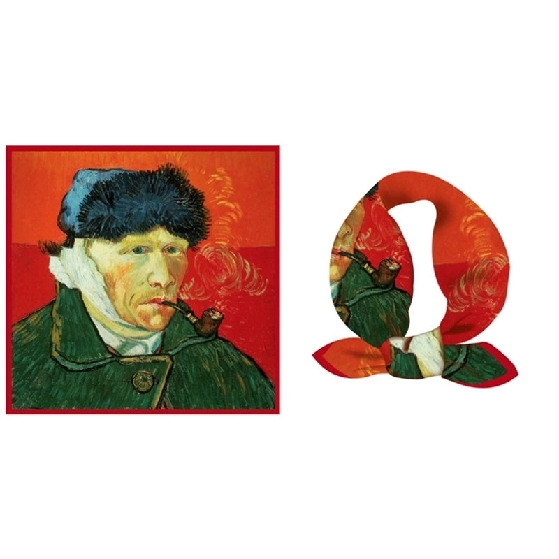 Women's Elegant Retro Oil Painting Twill Printing Silk Scarf