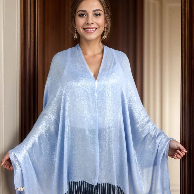 Exclusive For New Women's Shawl Autumn And Summer Women Tassel Silver Silk Ball Dinner Party Scarf