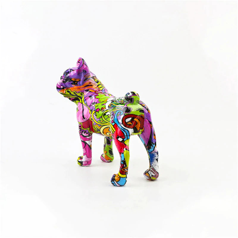 French Bulldog Graffiti Painted Statue