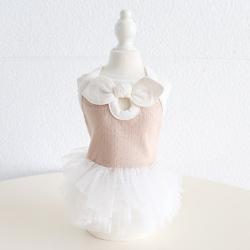Contrast Color Sweet Bow Dog Cat Dress