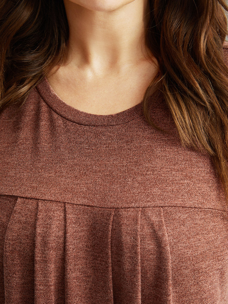 Plain Heather Plicated Detail T-shirt
