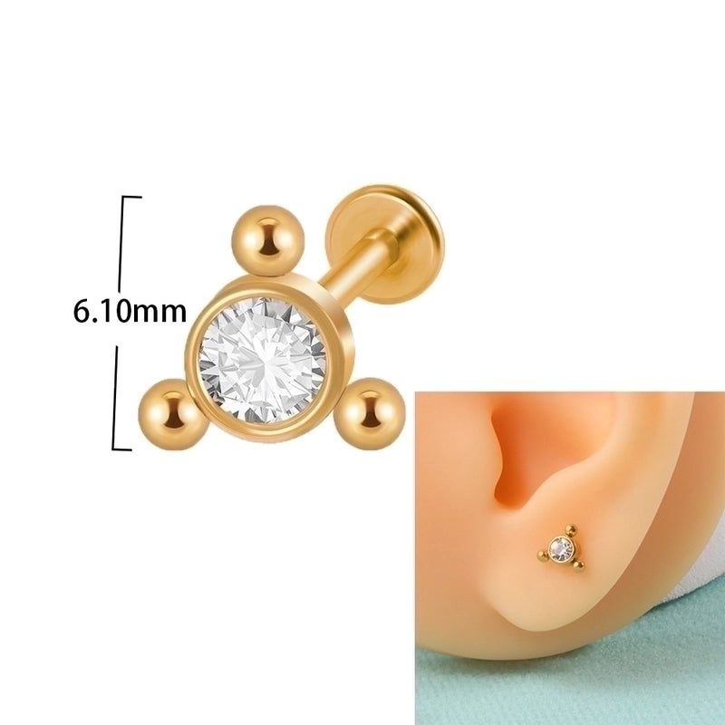 1 Piece Lip Rings Casual Elegant Minimalist Geometric 304 Stainless Steel Plating Inlay Rhinestones 18K Gold Plated