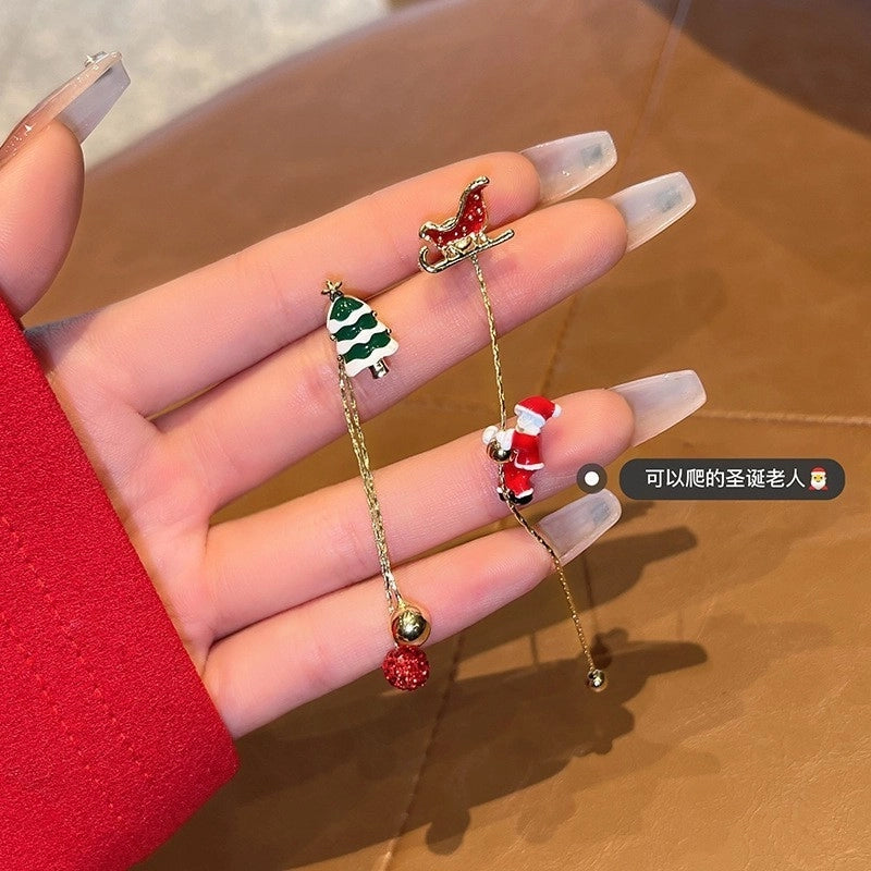 1 Pair Christmas Cute Christmas Tree Santa Claus Snowflake Copper Drop Earrings