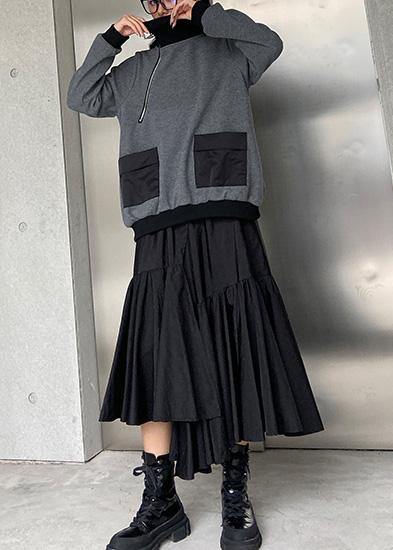 fashion asymmetric women skirts elastic waist ruffles skirts