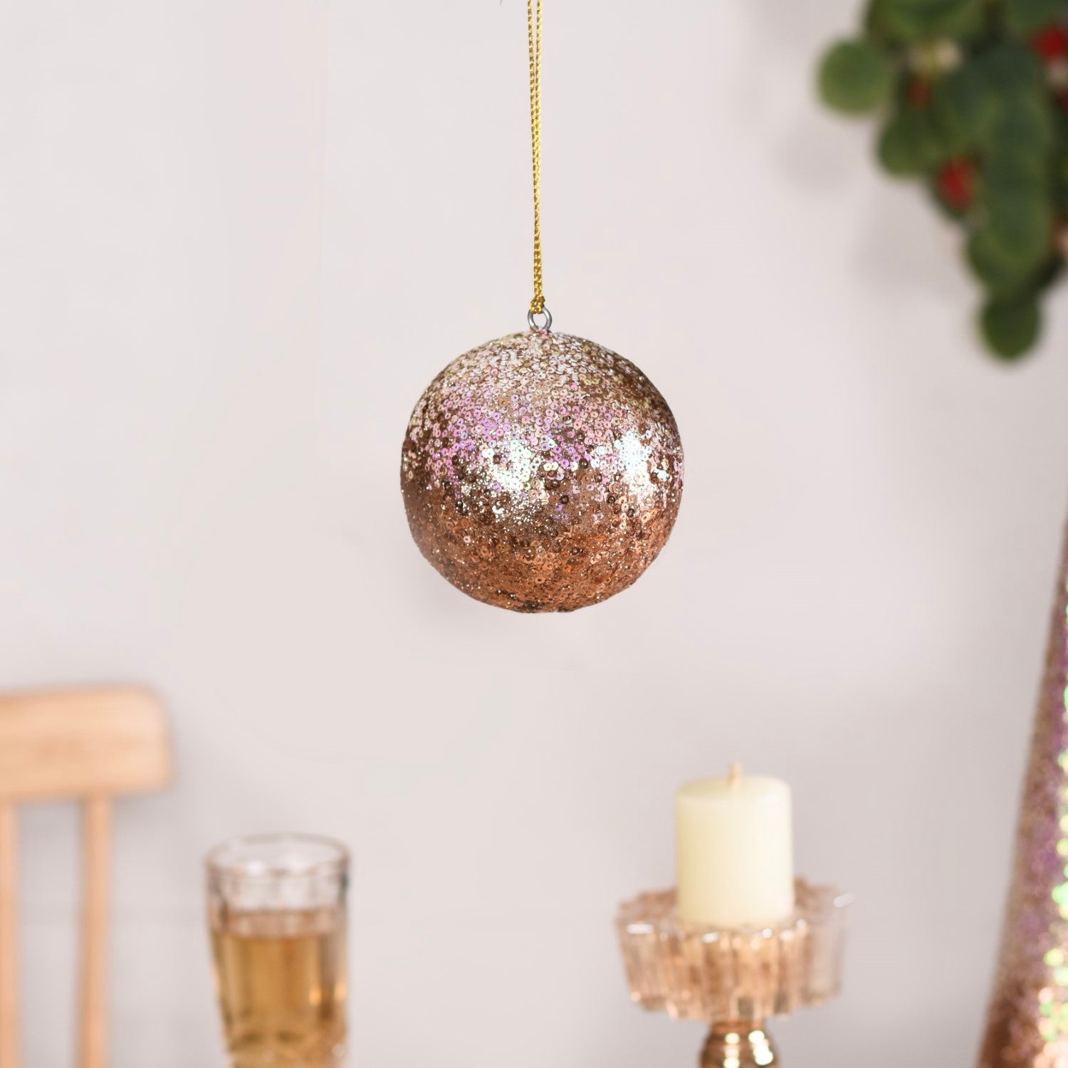 Sequin Baubles For Christmas Tree Decoration Set of 2