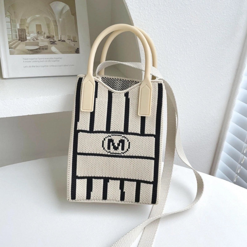 Women's Small Polyester Stripe Plaid Flower Vintage Style Open Crossbody Bag