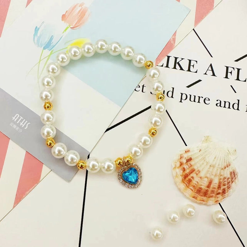 Sweet Imitation Pearl Heart Shape Pet Collar
