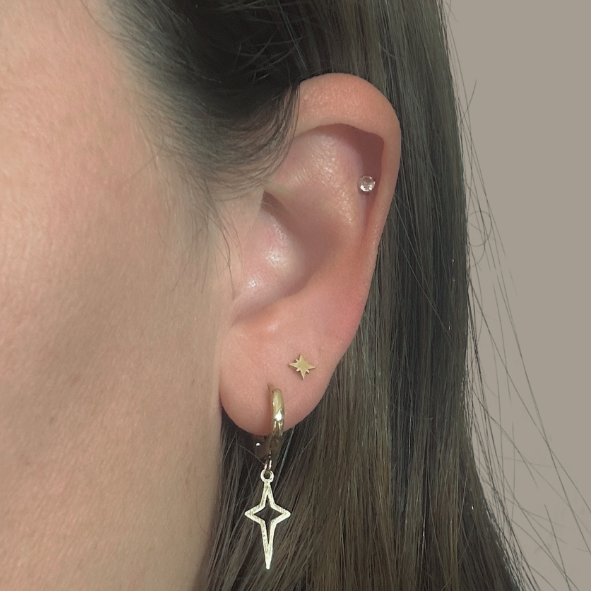 Dangled star hoops - Gold