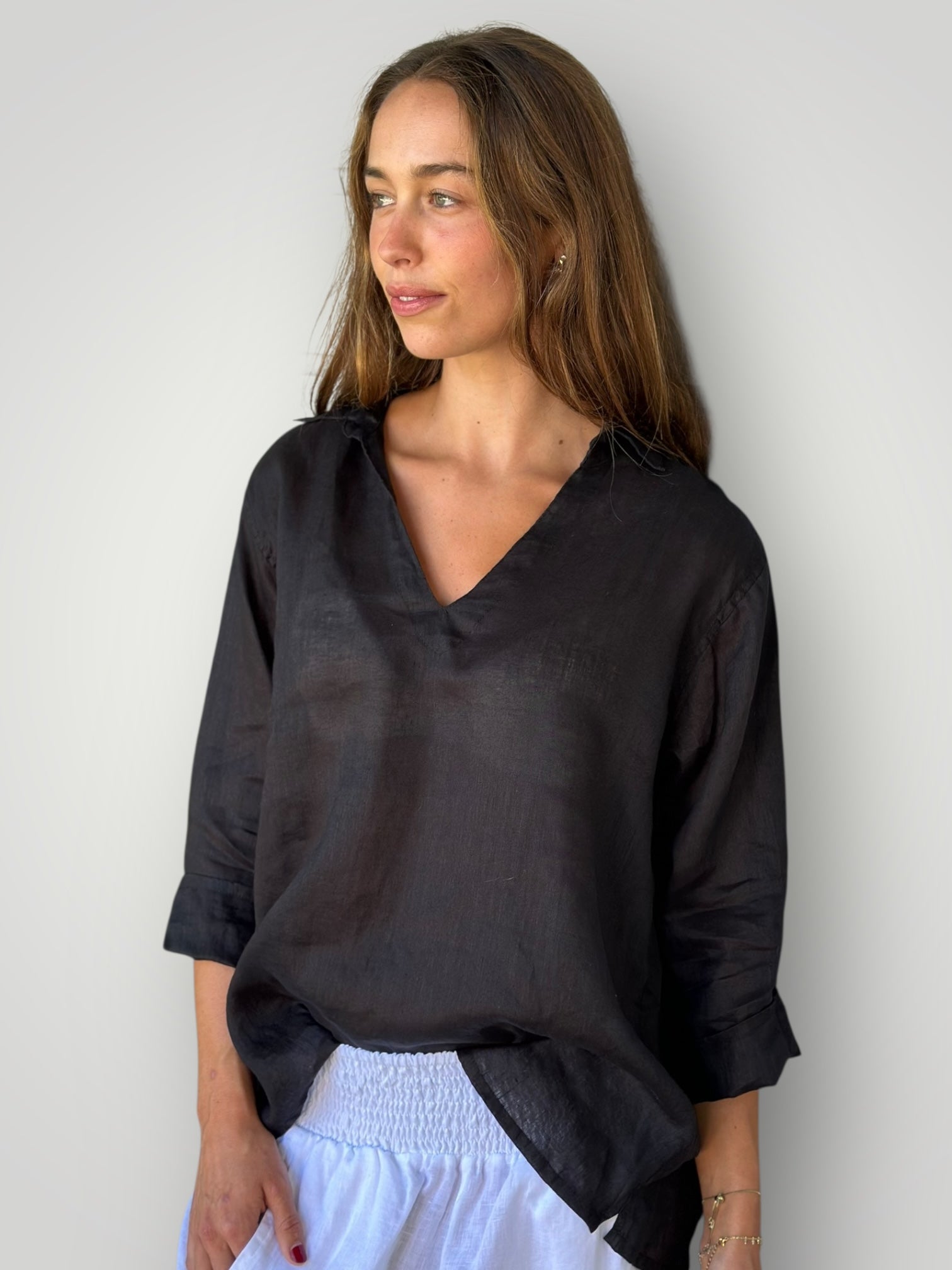 bianca top - black linen
