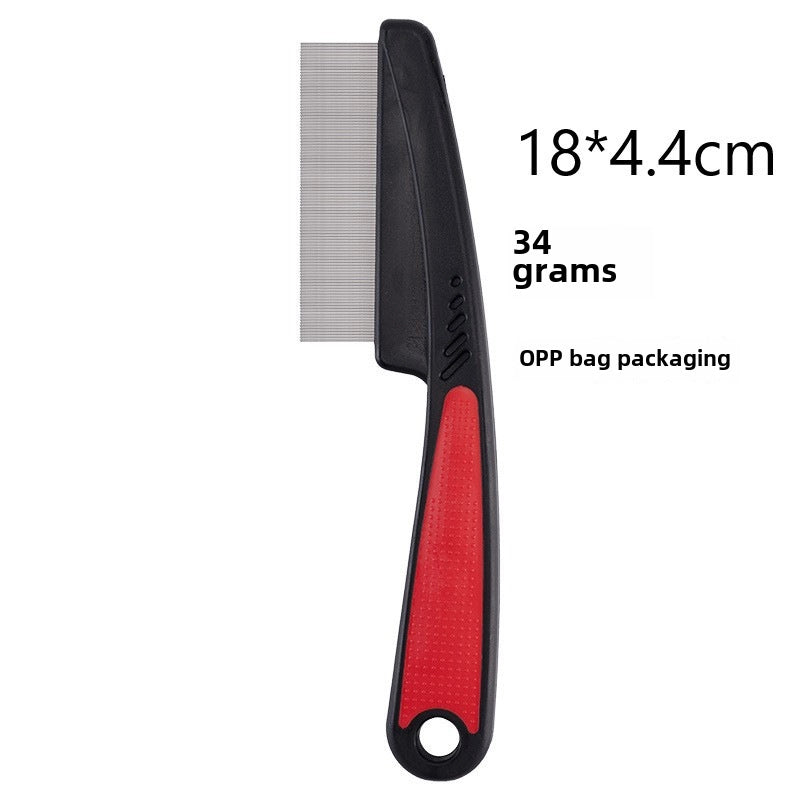 Dog Cat Pet Cleaning Face Comb Flea Removal Teeth Comb Plastic Handle Steel Needle To Floating Lice Small White Comb