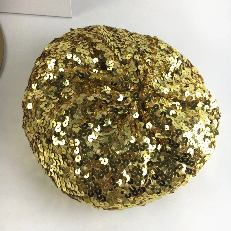 Nightclub Fashion Sequin Hat Style Ladies Watch Performance Dress Up Beret Hat Spring And Summer Thin Beret Fashion