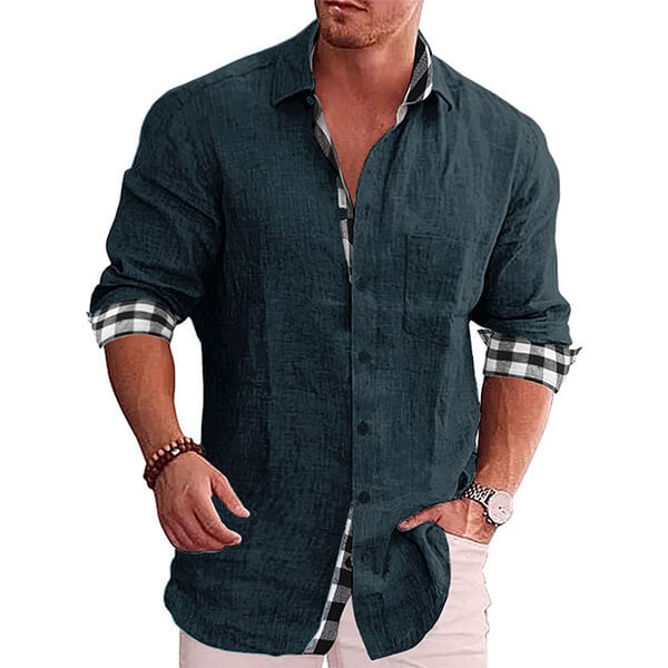 2023 Gentleman Paneled Casual Buttons Pocket Line Shirt-Buy 2 Free Shipping