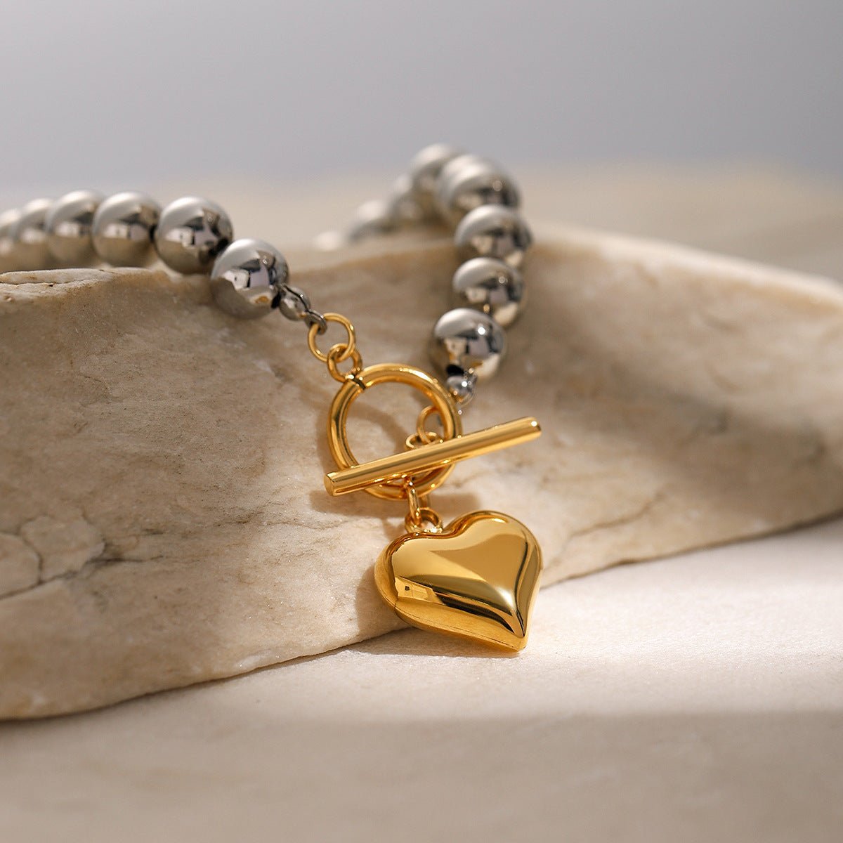 Unisex IG Style Heart Stainless Steel 18K Gold Plated Bracelets