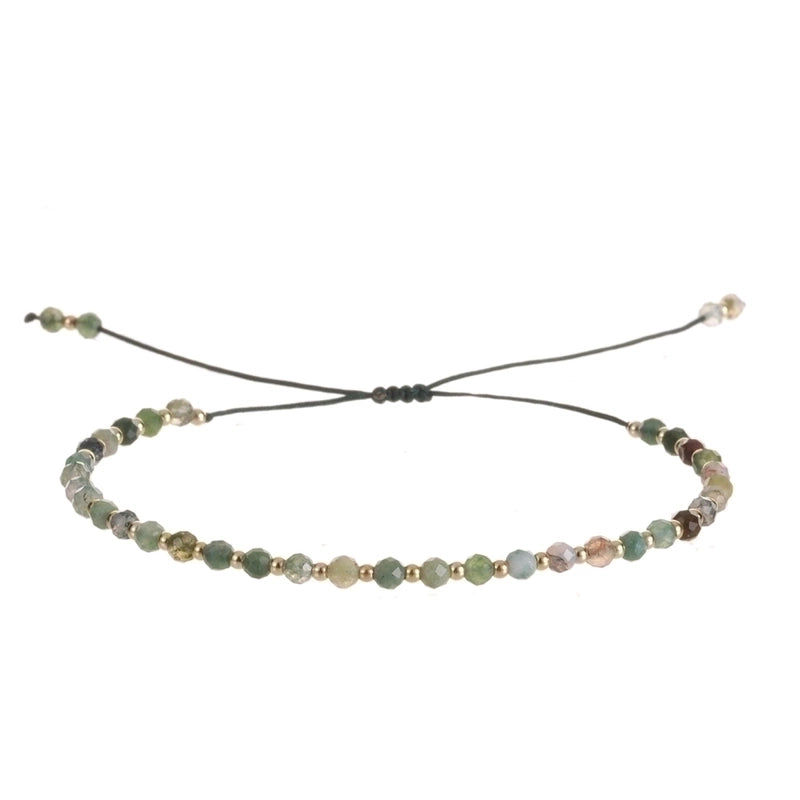 Minimalist Round Natural Stone Knitting Drawstring Bracelets