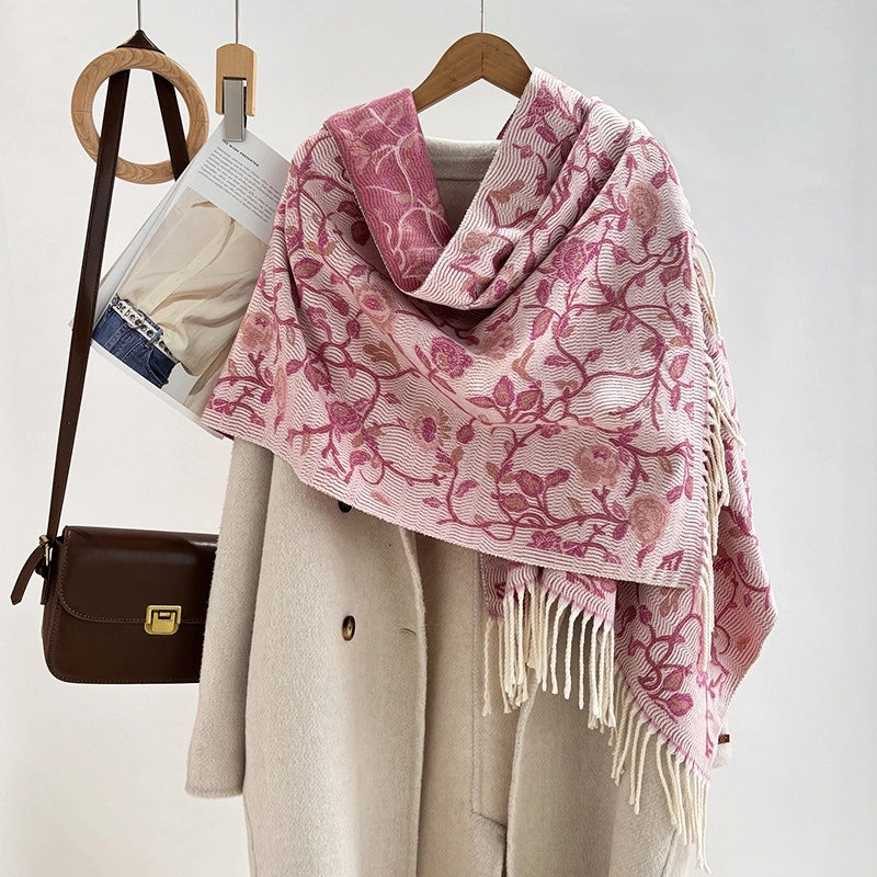 Women's Minimalist Commute Printing Flower Viscose Fiber Scarf