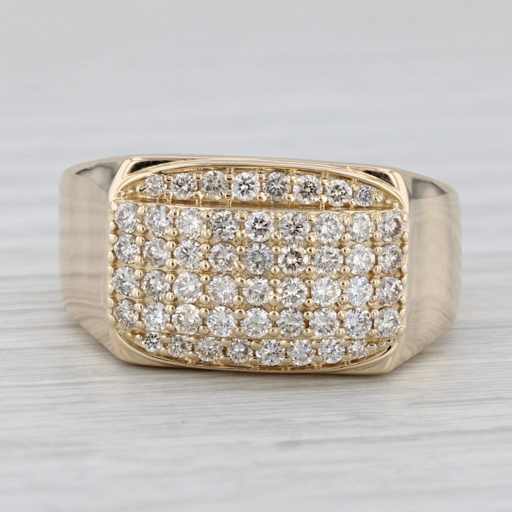 0.94ctw Pave Diamond Ring 14k Yellow Gold Size 10 Men's