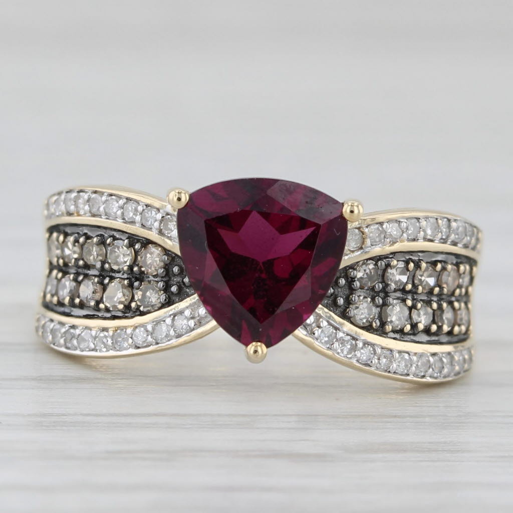 1.41ctw Rhodolite Garnet Diamond Ring 10k Yellow Gold Size 4.75