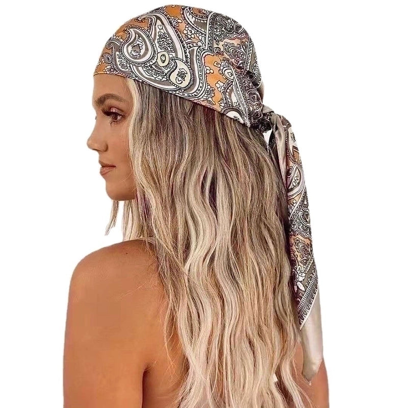 Women's Ig Style Retro Cashew Nuts Satin Printing Silk Scarf Kerchief