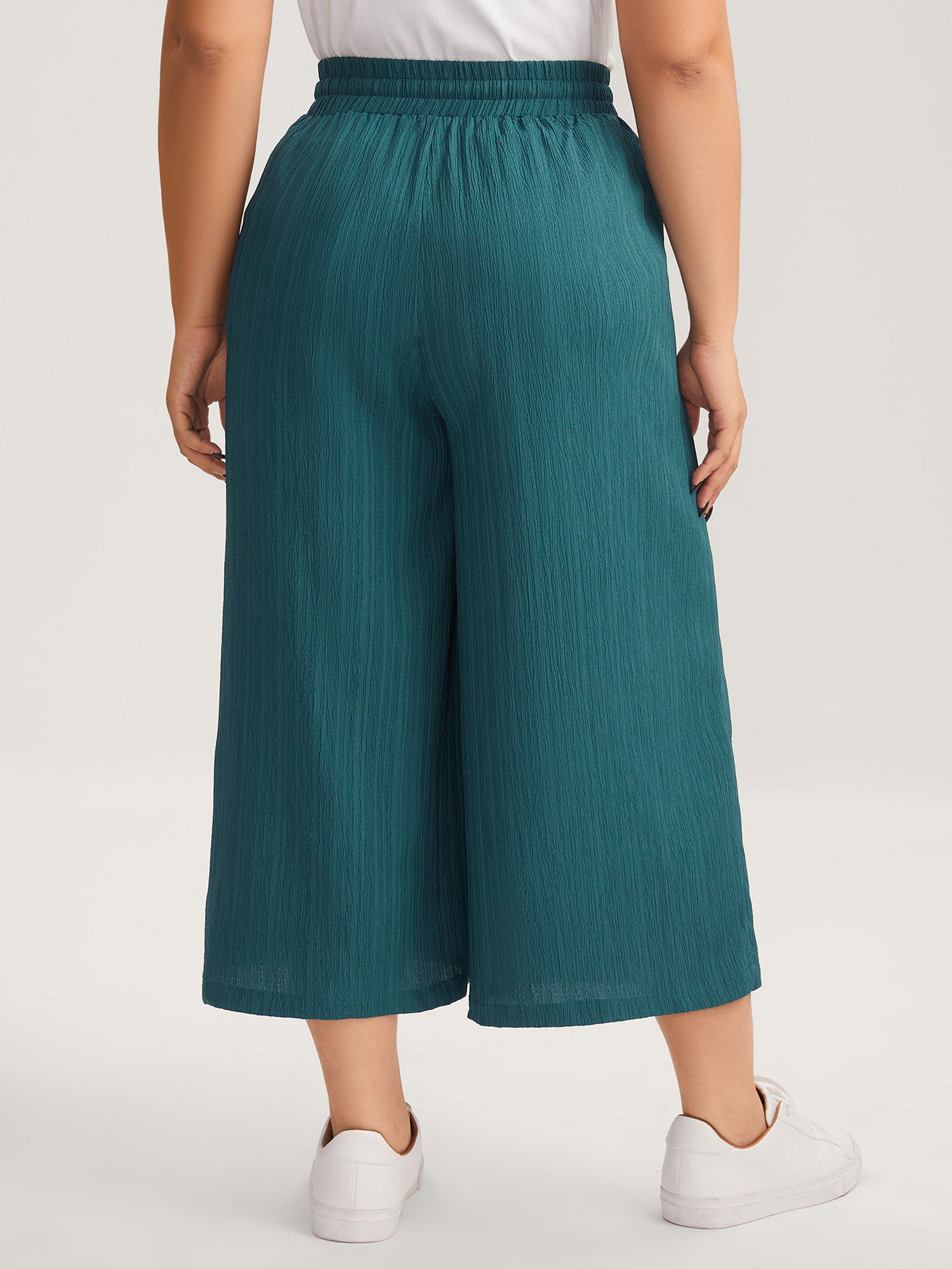 Textured Stretchy Waist Airy Pants