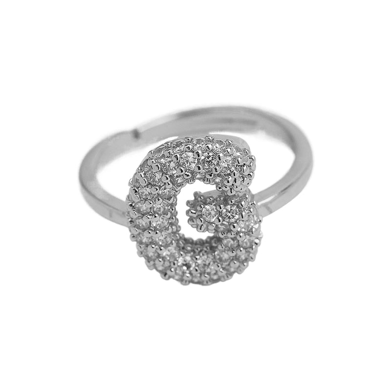 Brass Irregular Plating Letter Zircon Adjustable Ring