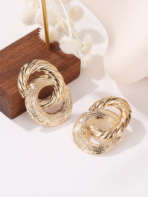 Geometric Hollow Solid Color Drop Earrings
