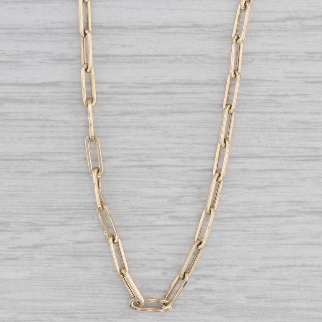 Paperclip Elongated Cable Chain Necklace 14k Yellow Gold 20 2.9mm