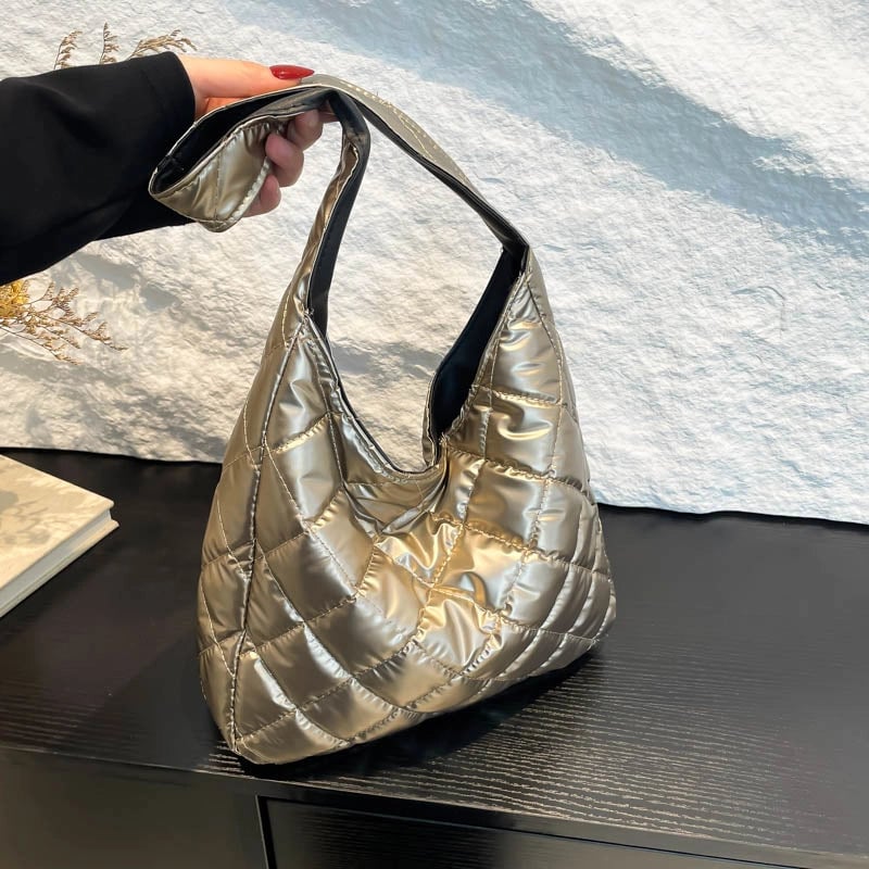 Women's Cotton Solid Color Lingge Streetwear Square Zipper Shoulder Bag