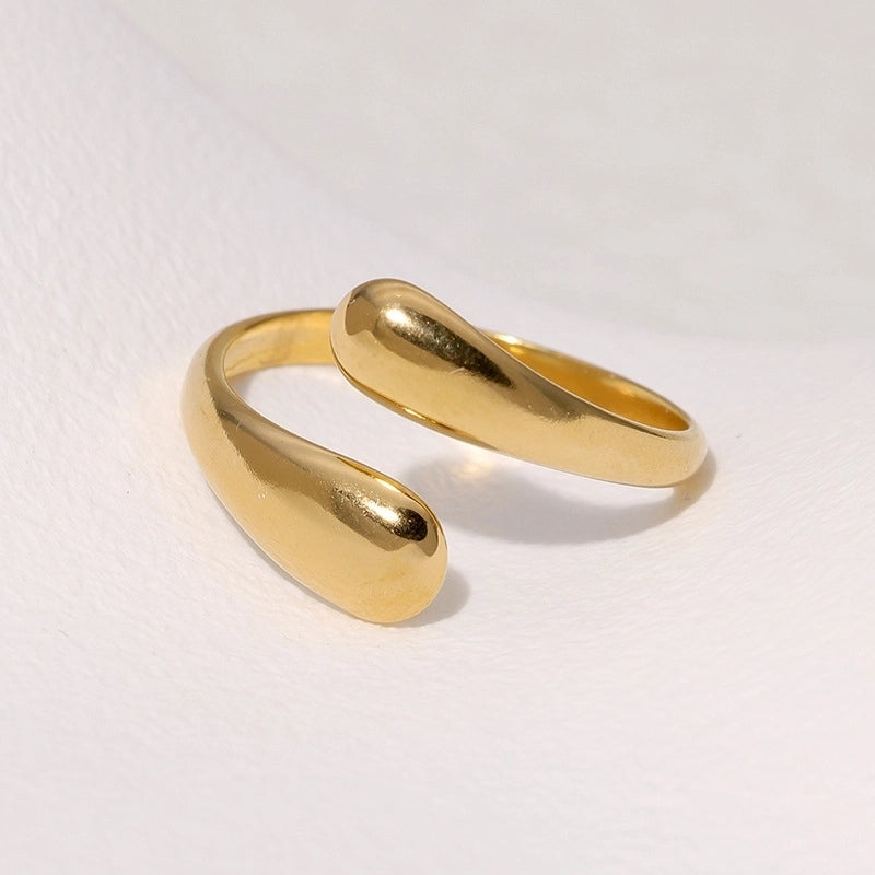 Casual Minimalist Geometric 304 Stainless Steel Hollow Out Inlay Open Rings