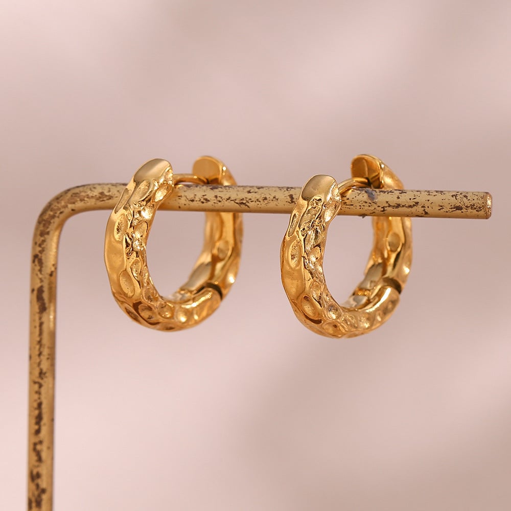 Fashion Round Geometric Stainless Steel 18K Gold Plated Earrings