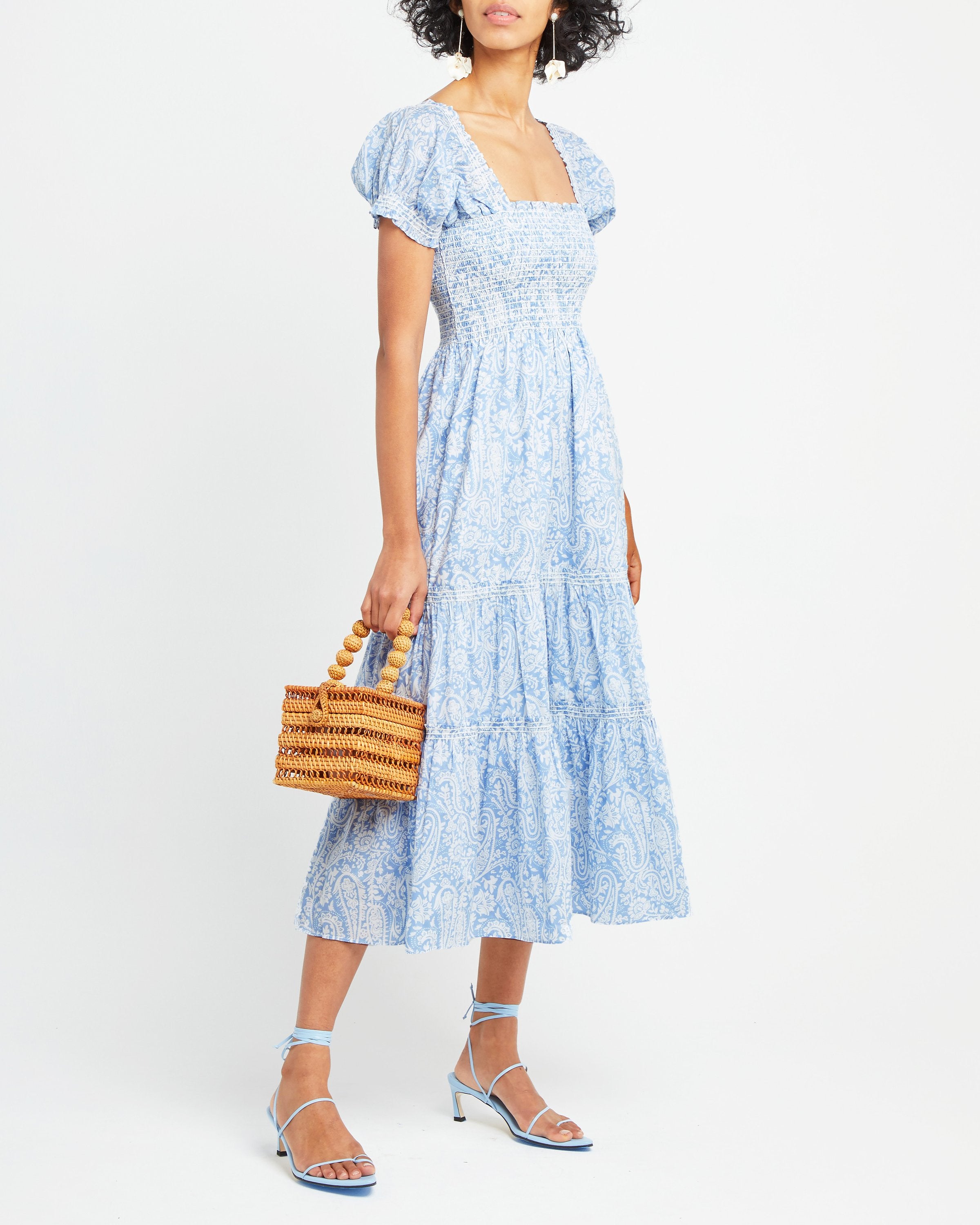 Square Neck Smocked Maxi Dress