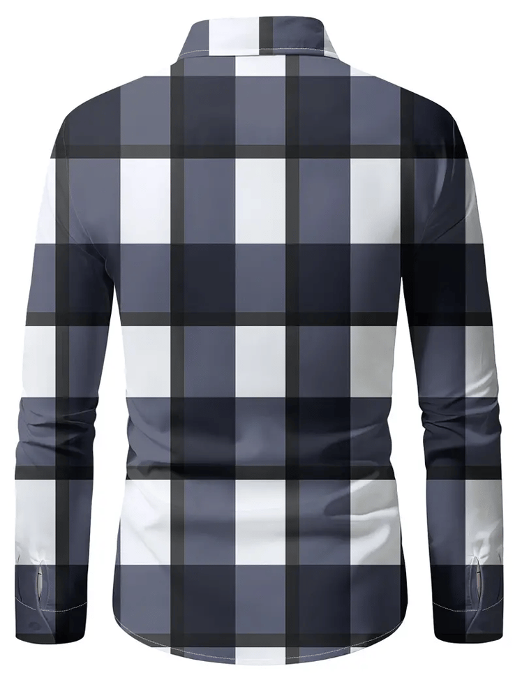 Men's Plaid Business Long Sleeve Shirt