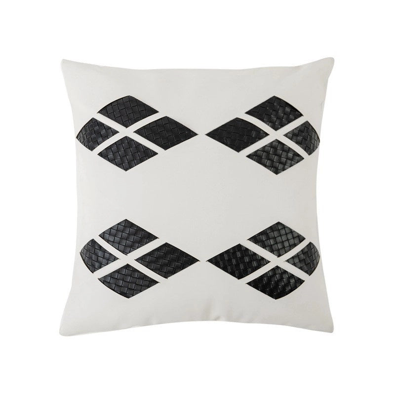 Classic Style Geometric Lattice Solid Color Pu Leather Pillow Cases Couch & Sofa Decor