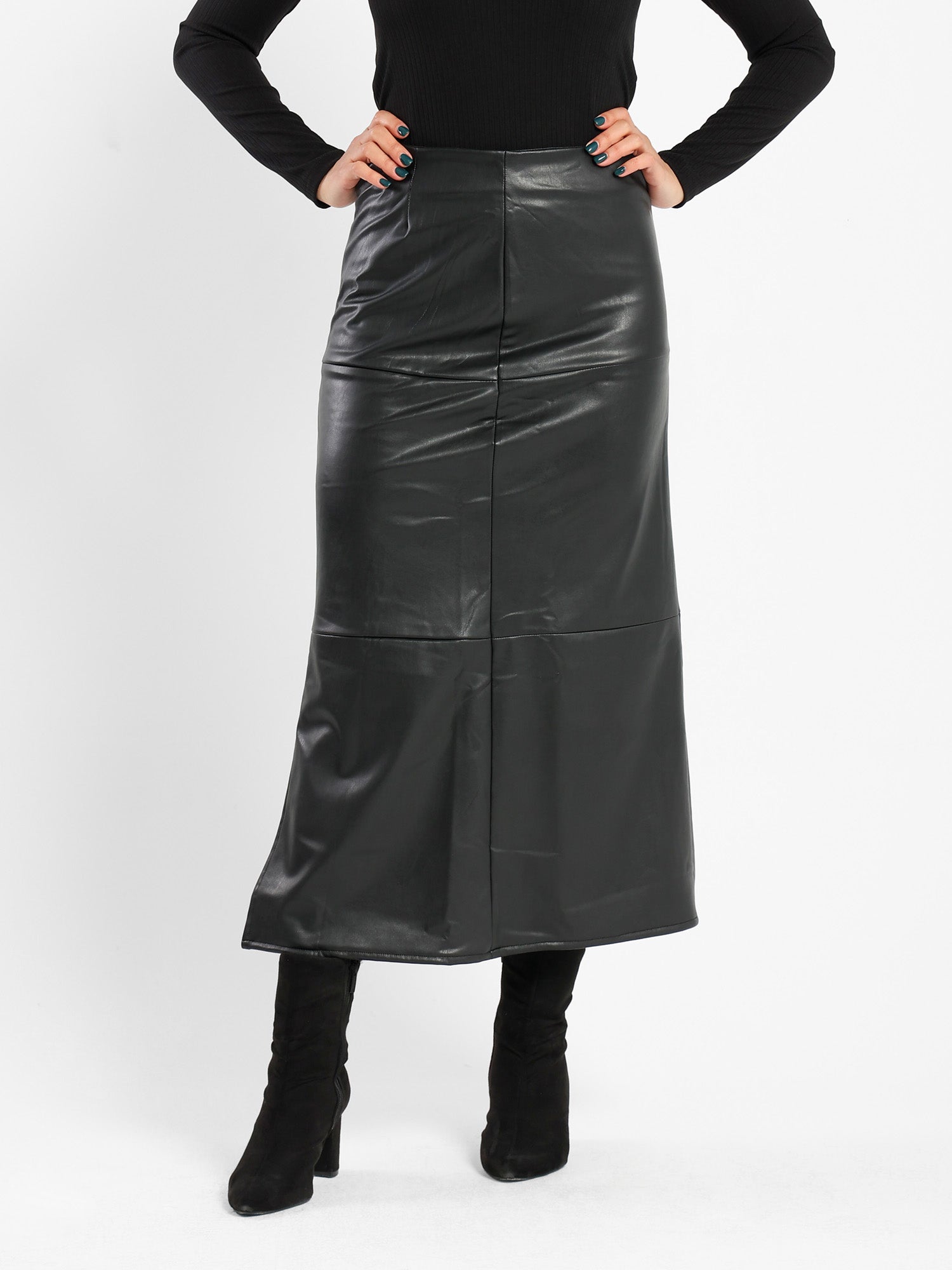 Midi Leather Skirt