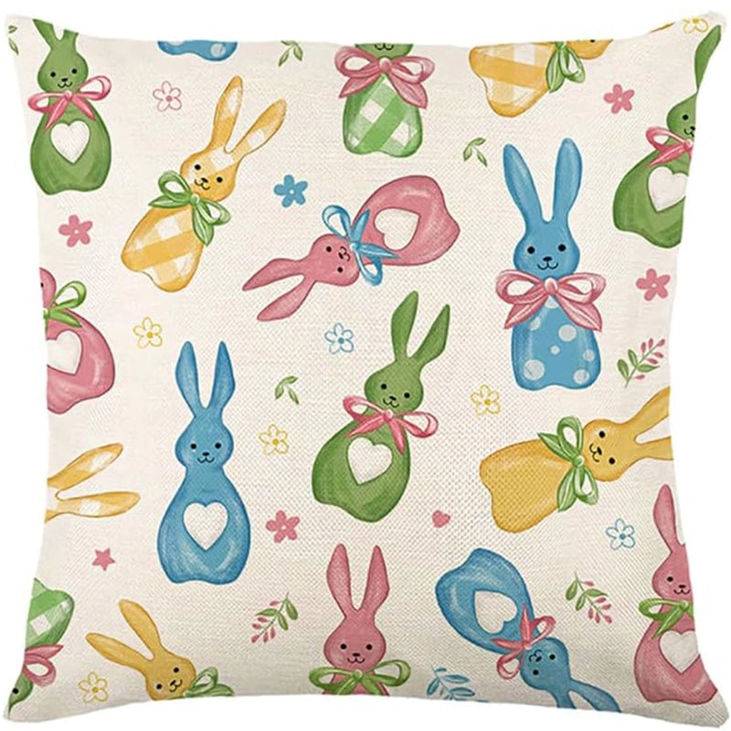 Easter Cute Classic Style Rabbit Letter Linen Pillow Cases Couch & Sofa Decor