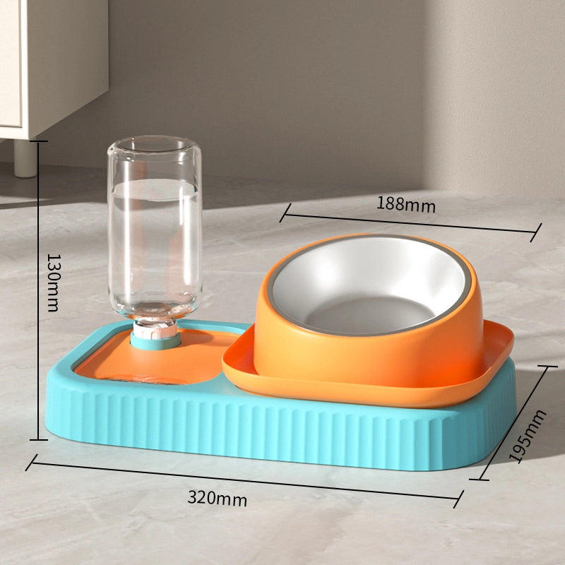 Minimalist PP Stainless Steel Color Block Solid Color Pet Tableware