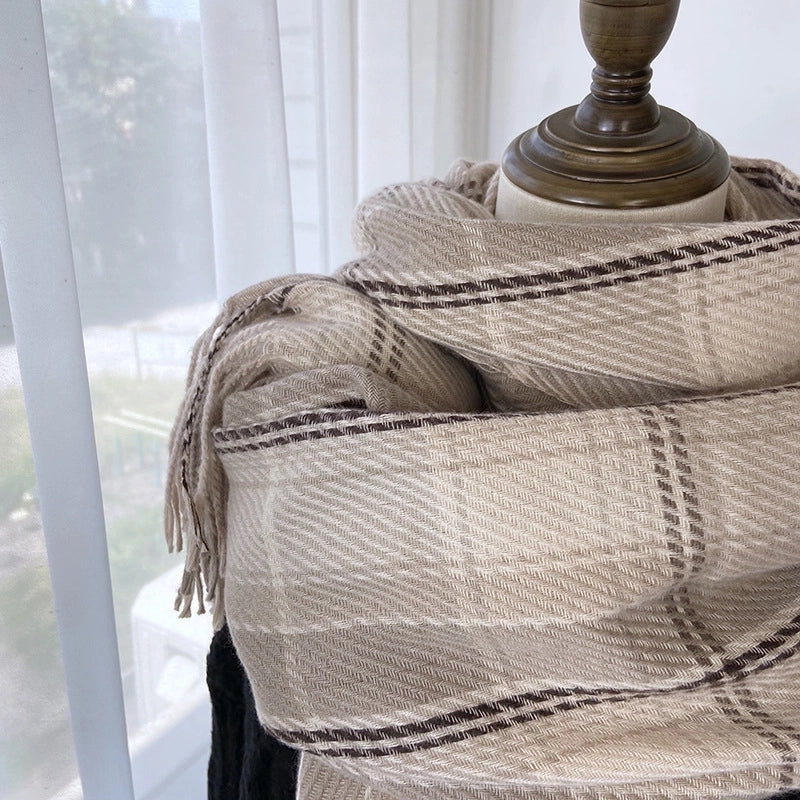 Women's Elegant Streetwear Plaid Imitation Cashmere Polyester Tassel Scarf