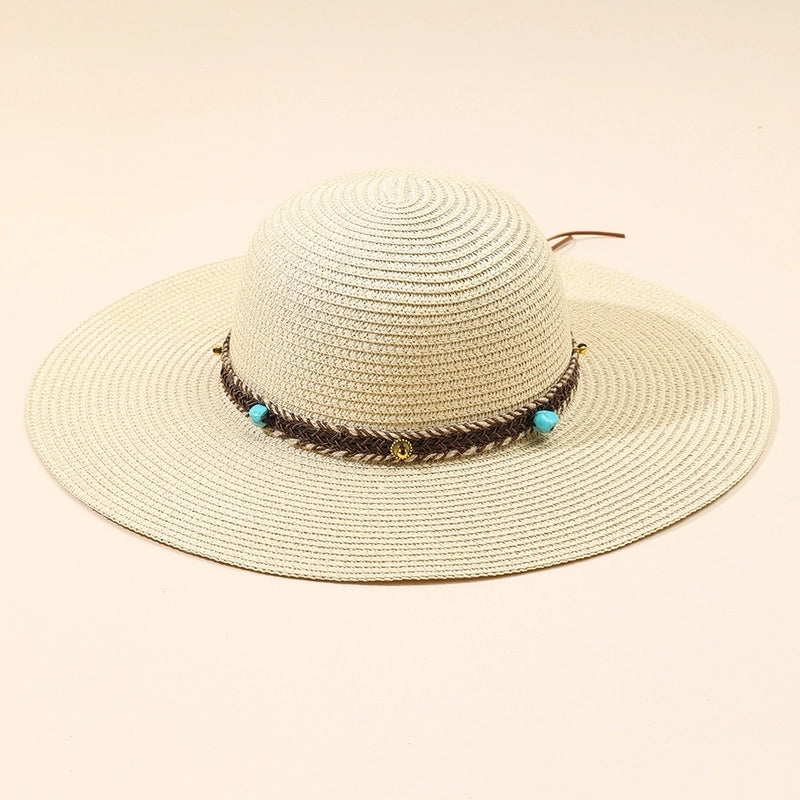 6 Pieces Women's Bohemian Solid Color Big Eaves Sun Hat