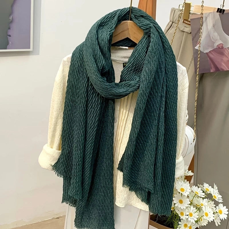 Women's Minimalist Solid Color Cotton And Linen Scarf