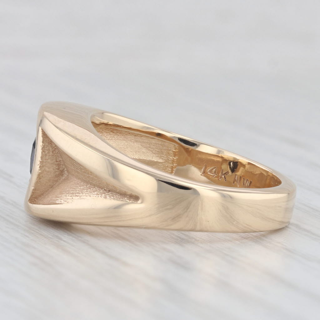 1ct Black Diamond Solitaire Men's Ring 14k Yellow Gold Size 10.75-11