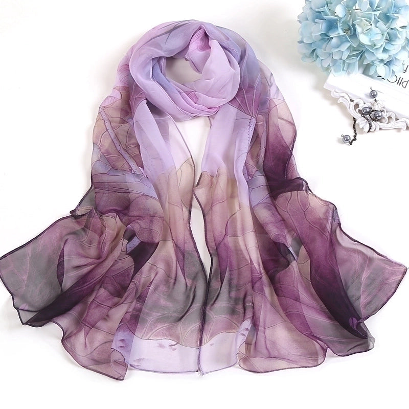 Women's Vacation Color Block Floral Polyester Silk Scarves